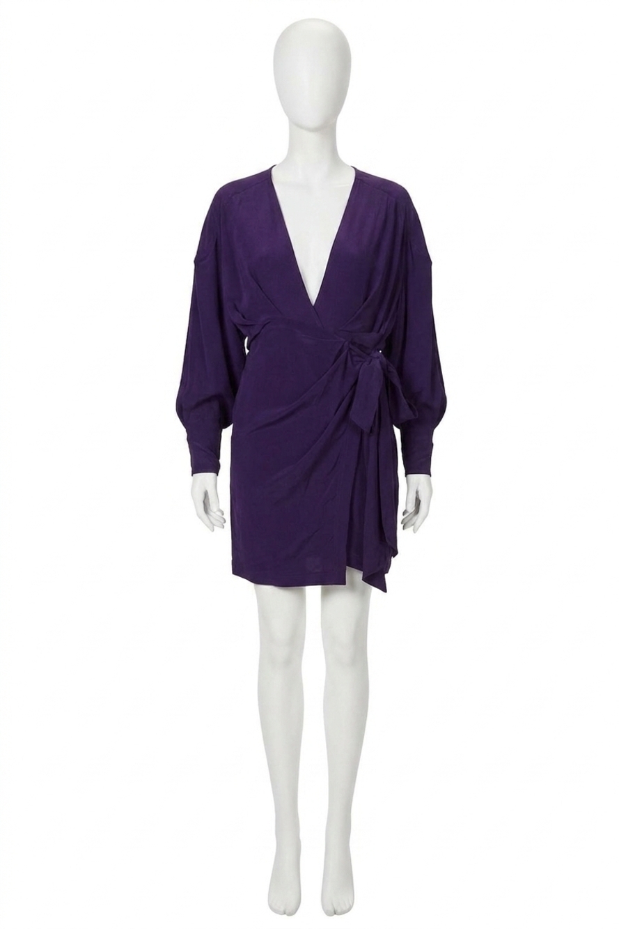 NEW IRO inima draped silk wrap dress in purple